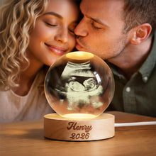 Load image into Gallery viewer, Personalized 3D Engraved Crystal Ball LED Night Light Gift for Family