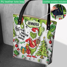 Load image into Gallery viewer, Personalized Grinch Christmas Tote Bag Custom Name Gift