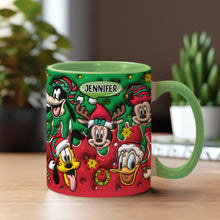 Load image into Gallery viewer, Personalized Christmas Mouse Accent Mug Custom Name Gift