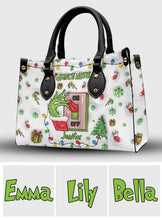 Load image into Gallery viewer, Personalized Grinch Mode Christmas Leather Handbag Gift for Her