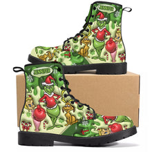 Load image into Gallery viewer, Personalized Grinch Leather Boots Custom Name Holiday Gift