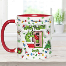 Load image into Gallery viewer, Personalized Grinch Mode Accent Mug Custom Name Holiday Gift