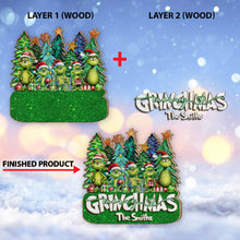 Load image into Gallery viewer, Personalized Merry Grinchmas 2 Layered Wood Sign for Christmas