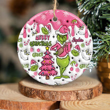 Load image into Gallery viewer, Personalized Merry Grinchmas Ceramic Ornament Gift for Christmas