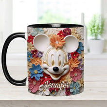 Load image into Gallery viewer, Personalized Floral Mouse Accent Mug Custom Name Gift for Mom