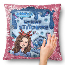 Load image into Gallery viewer, Personalized Sequin Pillow Cover Merry Christmas Gift for Mom
