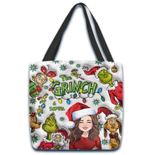 Load image into Gallery viewer, Personalized Grinch Tote Bag Custom Name Gift for Christmas