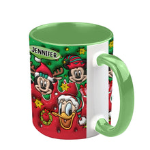 Load image into Gallery viewer, Personalized Christmas Mouse Accent Mug Custom Name Gift