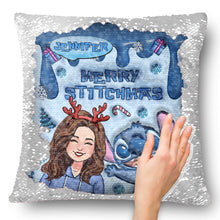 Load image into Gallery viewer, Personalized Sequin Pillow Cover Merry Christmas Gift for Mom