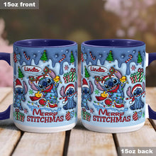 Load image into Gallery viewer, Personalized Merry Stitchmas Ohana Accent Mug Gift for Mom