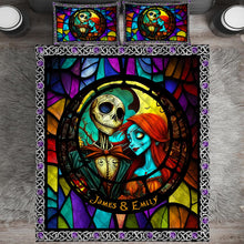 Load image into Gallery viewer, Personalized Nightmare Quilt Set Custom Name for Couples Halloween Gift