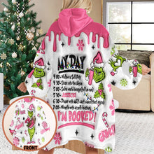 Load image into Gallery viewer, Personalized Grinch Hoodie Blanket Custom Gift for Christmas