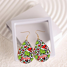 Load image into Gallery viewer, Personalized Grinch Wooden Earrings Custom Name Gift for Christmas