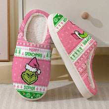 Load image into Gallery viewer, Personalized Merry Grinchmas Slippers Custom Name Holiday Gift