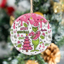 Load image into Gallery viewer, Personalized Merry Grinchmas Ceramic Ornament Gift for Christmas