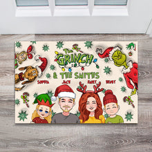 Load image into Gallery viewer, Personalized Grinch Family Doormat Custom Holiday Decor