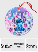 Load image into Gallery viewer, Personalized Ohana Ceramic Circle Ornament for Family Gift