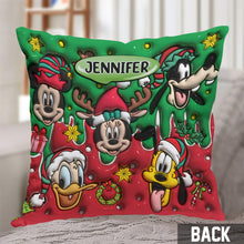 Load image into Gallery viewer, Personalized Christmas Mouse Throw Pillow Custom Name Gift