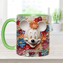 Load image into Gallery viewer, Personalized Floral Mouse Accent Mug Custom Name Gift for Mom