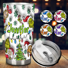 Load image into Gallery viewer, Personalized Grinch Tumbler with Name Custom Christmas Gift