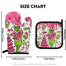 Load image into Gallery viewer, Personalized Merry Grinchmas Oven Mitts & Pot Holder Set for Christmas
