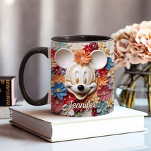 Load image into Gallery viewer, Personalized Floral Mouse Accent Mug Custom Name Gift for Mom