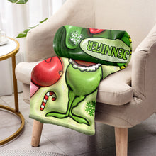 Load image into Gallery viewer, Personalized Grinch Christmas Blanket Custom Name Gift