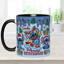Load image into Gallery viewer, Personalized Merry Stitchmas Ohana Accent Mug Gift for Mom