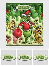 Load image into Gallery viewer, Personalized Grinch Christmas Blanket Custom Name Gift