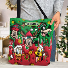 Load image into Gallery viewer, Personalized Christmas Mouse Tote Bag with Custom Name