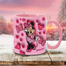 Load image into Gallery viewer, Personalized Pink Minnie Mouse Accent Mug with Custom Name Gift