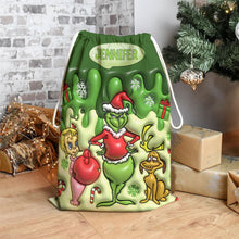 Load image into Gallery viewer, Personalized Grinch Drawstring Tote Bag for Christmas Gifts