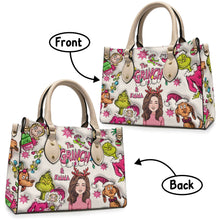 Load image into Gallery viewer, Personalized Grinch Leather Handbag Custom Name Christmas Gift