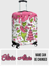 Load image into Gallery viewer, Personalized Grinchmas Luggage Cover Custom Name for Christmas