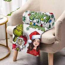 Load image into Gallery viewer, Personalized Grinch Christmas Blanket Custom Name Gift