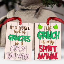 Load image into Gallery viewer, Personalized Christmas Layered Wood Ornament for Grinch Lovers