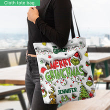 Load image into Gallery viewer, Personalized Grinch Christmas Tote Bag Custom Name Gift