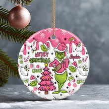 Load image into Gallery viewer, Personalized Merry Grinchmas Ceramic Ornament Gift for Christmas