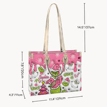 Load image into Gallery viewer, Personalized Leather Handbag with Grinch Design for Women - Custom Name Gift