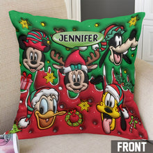 Load image into Gallery viewer, Personalized Christmas Mouse Throw Pillow Custom Name Gift