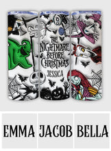 Load image into Gallery viewer, Personalized Nightmare Before Christmas Skinny Tumbler with Custom Name Gift for Halloween or Christmas