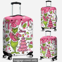 Load image into Gallery viewer, Personalized Grinchmas Luggage Cover Custom Name for Christmas