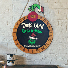 Load image into Gallery viewer, Personalized Grinch Christmas Countdown Sign for Family