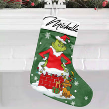Load image into Gallery viewer, Personalized Grinch Christmas Stocking Custom Name Holiday Decor