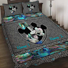 Load image into Gallery viewer, Personalized Mickey Mouse Quilt Set Custom Names Gift for Couples