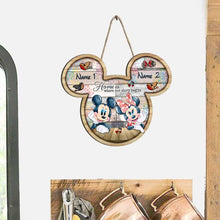 Load image into Gallery viewer, Personalized Mickey Mouse Wooden Sign Custom Names Gift for Couples