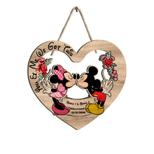 Load image into Gallery viewer, Personalized Mickey Mouse Heart Wood Sign Custom Name Gift for Couples