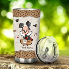 Load image into Gallery viewer, Personalized Caffeine Mouse Ears Tumbler Custom Name Gift