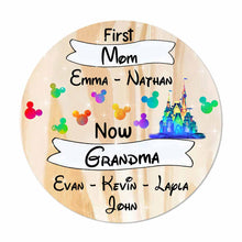 Load image into Gallery viewer, Personalized Mother's Day Round Wood Sign for Grandma with Custom Names