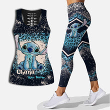 Load image into Gallery viewer, Personalized Ohana Hollow Tank Top & Leggings Set for Women